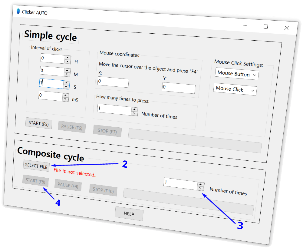 Description of the interface of the auto clinker in the composite cycle mode